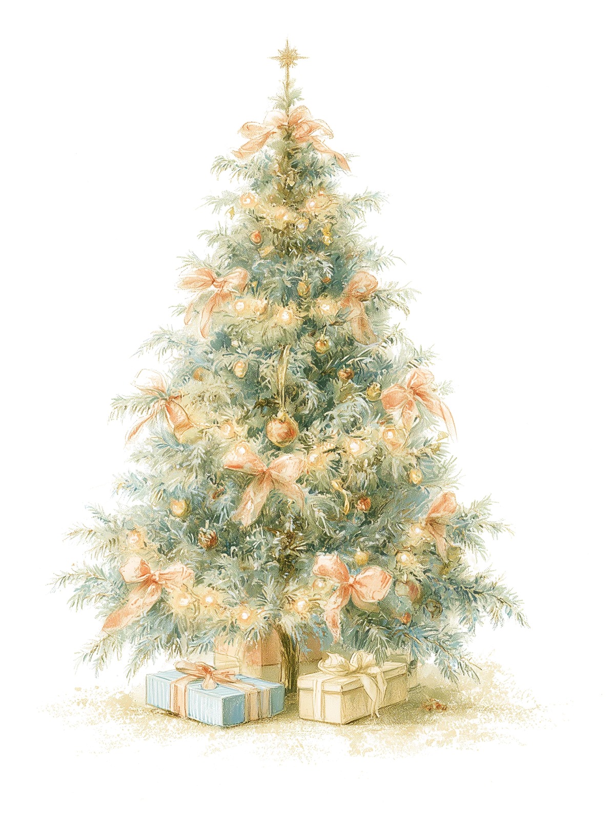 Árvore de Natal pintada em aquarela.